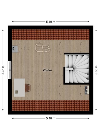 Louwrens Penninghof 15, 4287 LW Waardhuizen - Plattegrond Louwrens Penninghof 15 Waardhuizen Zolder.jpg