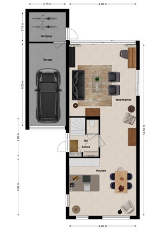 Burgemeester van Rijswijkstraat 65, 4285 XV Woudrichem - Plattegrond Burgemeester van Rijswijkstraat 65 Woudrichem Begane grond.jpg