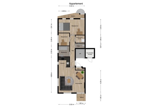 Hoofdstraat 131D, 5171 DL Kaatsheuvel - 1 - Plattegrond A.jpg