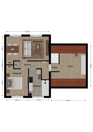 Burgemeester van der Schansstraat 22, 4281 LJ Andel - Plattegrond Burgemeester van der Schansstraat 22 Andel Verdieping.jpg