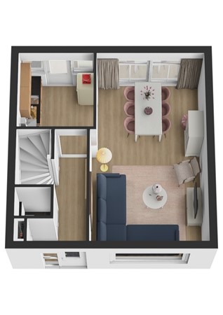 Thorbeckestraat 22, 4102 EN Culemborg - Plattegrond 3D Thorbeckestraat 22 Culemborg Begane grond.jpg