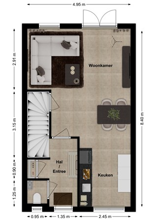 Lindestraat 10, 4266 EG Eethen - Plattegrond Lindestraat 8 Eethen Begane grond.jpg