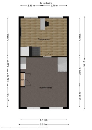 Het Fort 110, 5146 CK Waalwijk - Plattegrond Tweede verdieping.jpg