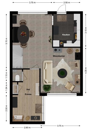 Noordererf 46, 4271 CH Dussen - Plattegrond Noordererf 46 Dussen Begane grond.jpg