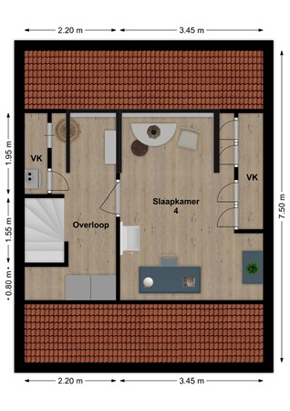 Noordererf 46, 4271 CH Dussen - Plattegrond Noordererf 46 Dussen Zolder.jpg
