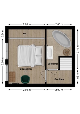 Hoogstraat 23B, 4251 CH Werkendam - Plattegrond Hoogstraat 23b Werkendam 1e verdieping.jpg