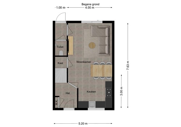Mgr. Bekkersstraat 60, 5146 DV Waalwijk - Plattegrond begane grond.jpg