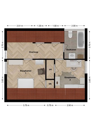 Rijksstraatweg 15, 4254 XA Sleeuwijk - Plattegrond Rijksstraatweg 15 Sleeuwijk Verdieping.jpg