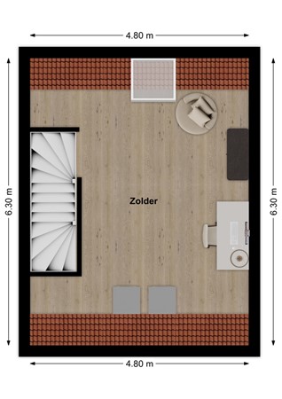 Sportlaan 48, 4286 ET Almkerk - Plattegrond Sportlaan 48 Almkerk Zolder.jpg