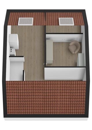 Dokter van Vuurestraat 29, 4271 XE Dussen - Plattegrond 3D Dokter van Vuurestraat 29 Dussen Zolder.jpg