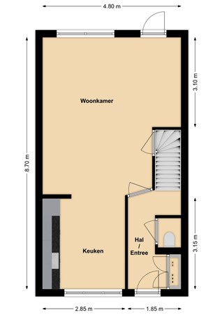 Kastanjelaan 12, 4285 DC Woudrichem - Plattegrond Kastanjelaan 12 Woudrichem Begane grond.jpg