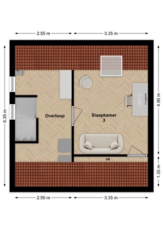 Dokter van Vuurestraat 58, 4271 XH Dussen - Plattegrond Dokter van Vuurestraat 58 Dussen Zolder.jpg