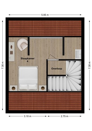 Karel v Laan 97, 4931 HB Geertruidenberg - Plattegrond Karel van Laan 97 Geertruidenberg Zolder.jpg