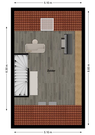 Maasgaard 14, 4261 AZ Wijk en Aalburg - Plattegrond Maasgaard 14 Wijk en Aalburg Zolder.jpg