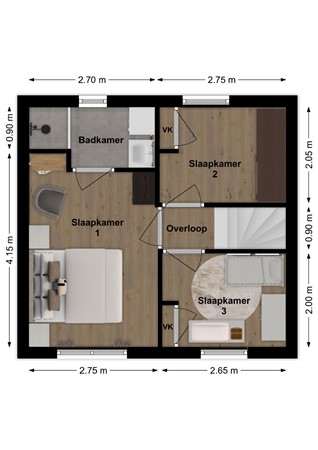 Prinses Irenelaan 6, 4255 VK Nieuwendijk - Plattegrond Prinses Irenelaan 6 Nieuwendijk NB Verdieping.jpg