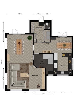Dorpsstraat 60A, 4284 EJ Rijswijk (Nb) - Plattegrond Dorpsstraat 60a Rijswijk NB Begane grond.jpg