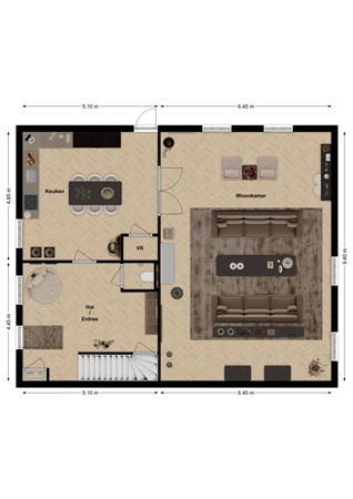 Beatrixstraat 30A, 4281 LR Andel - Plattegrond Beatrixstraat 30b Andel Begane grond Achterhuis.jpg