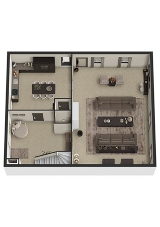 Beatrixstraat 30A, 4281 LR Andel - Plattegrond 3D Beatrixstraat 30b Andel Begane grond achterhuis.jpg