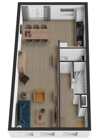 Landpoortstraat 14E, 4285 AS Woudrichem - Plattegrond 3D Landpoortstraat 14e Woudrichem Begane grond.jpg