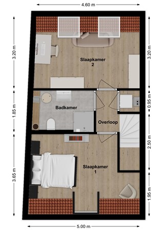 Landpoortstraat 14E, 4285 AS Woudrichem - Plattegrond Landpoortstraat 14e Woudrichem Verdieping.jpg