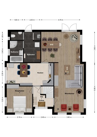 Kerkstraat 3, 4281 LL Andel - Plattegrond Kerkstraat 3 Andel Begane grond.jpg