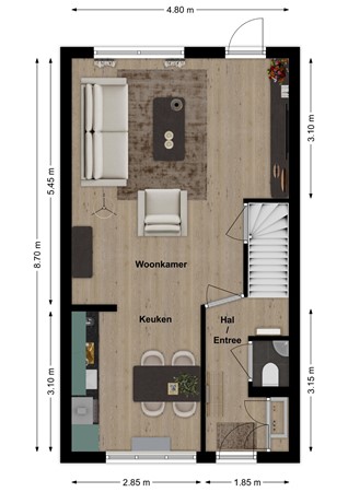 Kastanjelaan 19, 4285 DA Woudrichem - Plattegrond Kastanjelaan 19 Woudrichem Begane grond.jpg