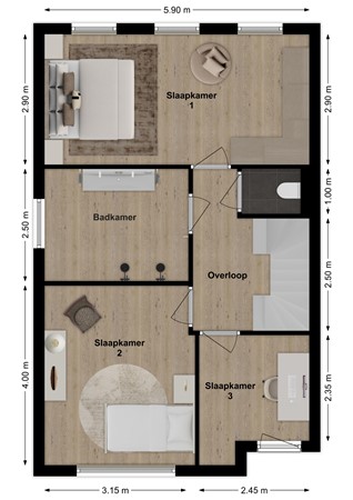 De Klompenmaker 28, 4284 VZ Rijswijk (Nb) - Plattegrond De Klompenmaker 28 Rijswijk NB Verdieping.jpg