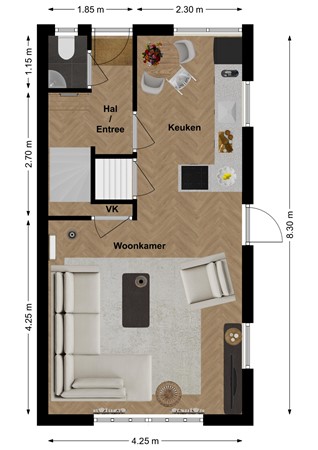 Hoge Maasdijk 74, 4281 NH Andel - Plattegrond Hoge Maasdijk 74 Andel Begane grond.jpg