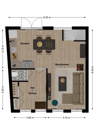 Vissersdijk 4, 4285 AN Woudrichem - Plattegrond Vissersdijk 4 Woudrichem Begane grond.jpg