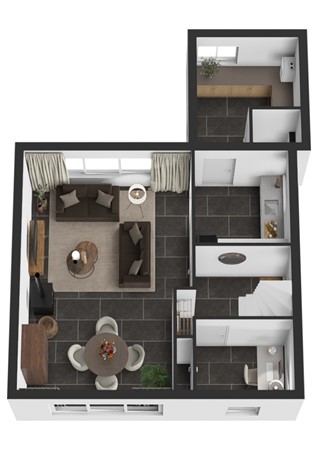 Dorpsstraat 69, 4284 EG Rijswijk Nb - Plattegrond 3D Dorpsstraat 69 Rijswijk NB Begane grond.jpg