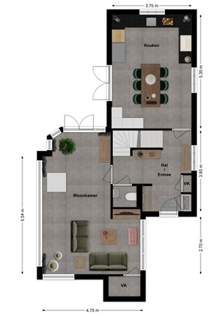 Hoge Maasdijk 27, 4281 NE Andel - Plattegrond Hoge Maasdijk 27 Andel Begane grond.jpg