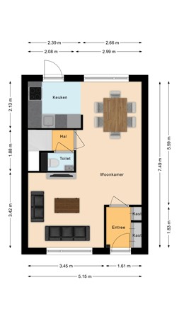 Schoutenlaan 125, 4931 RP Geertruidenberg - Plattegrond Schoutenlaan 125 Geertruidenberg Begane grond.jpg