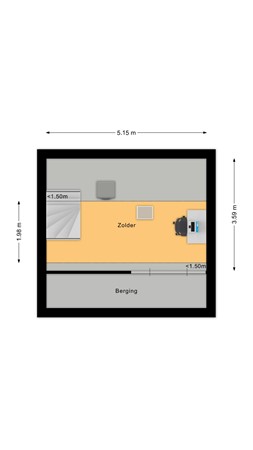 Schoutenlaan 125, 4931 RP Geertruidenberg - Plattegrond Schoutenlaan 125 Geertruidenberg Zolder.jpg