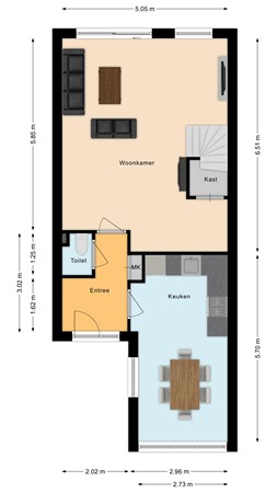 Groot-Zuideveld 15, 4271 CA Dussen - Plattegrond Groot-Zuideveld 15 Dussen Begane grond.jpg