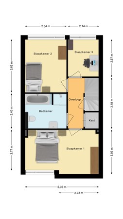 Groot-Zuideveld 15, 4271 CA Dussen - Plattegrond Groot-Zuideveld 15 Dussen Verdieping.jpg