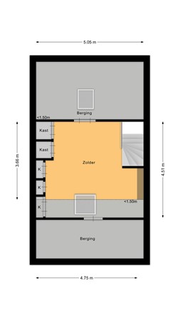 Groot-Zuideveld 15, 4271 CA Dussen - Plattegrond Groot-Zuideveld 15 Dussen Zolder.jpg