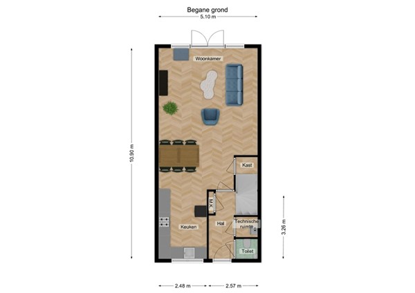 Kees En Henny De Ruijterstraat 3, 5146 ER Waalwijk - 1 - Plattegrond BG.jpg