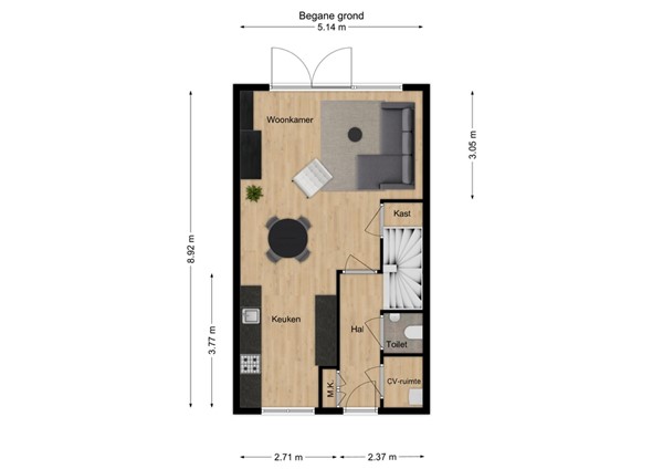 Korenmolen 13, 5146 AV Waalwijk - 1 - Plattegrond BG.jpg