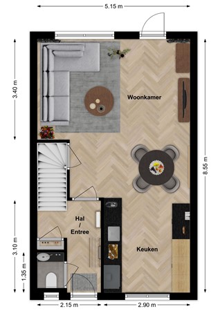 Nanningh Keyserstraat 12, 4254 EP Sleeuwijk - Plattegrond Nanningh Keyserstraat 12 Sleeuwijk Begane grond.jpg