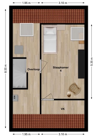 Nanningh Keyserstraat 12, 4254 EP Sleeuwijk - Plattegrond Nanningh Keyserstraat 12 Sleeuwijk Zolder.jpg