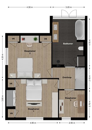 Beukenkampstraat 2, 4251 BJ Werkendam - Plattegrond Beukenkampstraat 2 Werkendam Verdieping.jpg