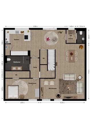 Kerkstraat 9, 4286 BA Almkerk - Plattegrond Kerkstraat 9 Almkerk 1e verdieping.jpg