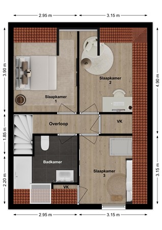 Wilhelminasluis 9, 4281 TW Andel - Plattegrond Wilhelminasluis 9 Andel Verdieping.jpg