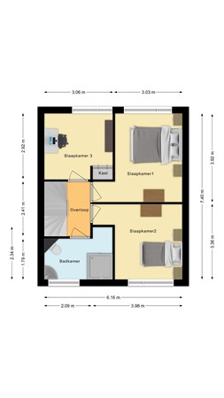 Wethouder de Joodestraat 9, 4285 CC Woudrichem - Plattegrond Wethouder de Joodestraat 9 Woudrichem Verdieping.jpg
