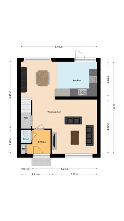 Wethouder de Joodestraat 9, 4285 CC Woudrichem - Plattegrond Wethouder de Joodestraat 9 Woudrichem Begane grond.jpg