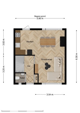 Esdoornstraat 33, 5143 AT Waalwijk - Plattegrond begane grond.jpg