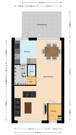Kennedylaan 26, 4281 KV Andel - Plattegrond Kennedylaan 26 Andel Begane grond.jpg