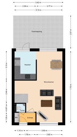 Dokter van Vuurestraat 6, 4271 XG Dussen - Plattegrond Dokter van Vuurestraat 6 Dussen Begane grond.jpg