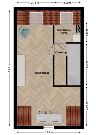 Stoomveer 15, 4251 RS Werkendam - Plattegrond Stoomveer 15 Werkendam Zolder.jpg