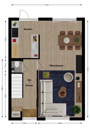 Wethouder Kuijpersstraat 11, 4285 XL Woudrichem - Plattegrond Wethouder Kuijperstraat 11 Woudrichem Begane grond.jpg